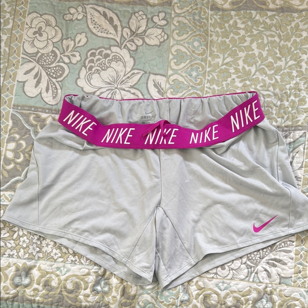 Nike Light Gray Shorts with Pink Waistband